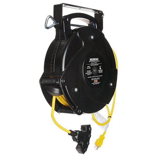 Stage Ninja Stage Ninja STX-65-4 65 ft. 12 by 3 Retractable Quad Tap Power  Cable Reel - Yellow STX-65-4