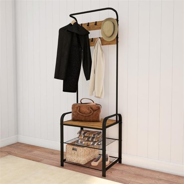 Hall Tree Storage Bench for Entryway, Coat Rack Shoe Bench with