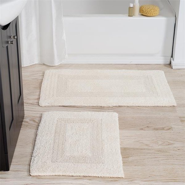 Modern Threads 2-Pack Solid Loop with Non-Slip Backing Bath Mat Set - Ivory