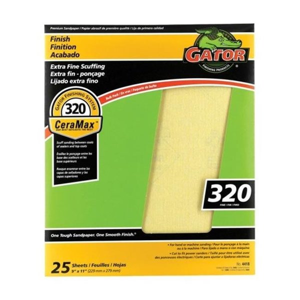 Gator Finishing Multi-Surface Aluminum Oxide 40 Grit 9 X 11 Sanding Sheets