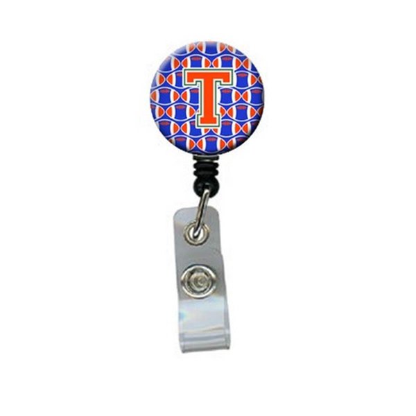 Carolines Treasures Letter T Football Green, Blue and Orange Retractable  Badge Reel CJ1083-TBR