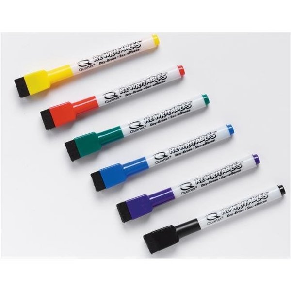 Dry Erase Markers - New 5 Pack - Magnetic Whiteboard Markers with Attached Erasers - Low Odor, Black