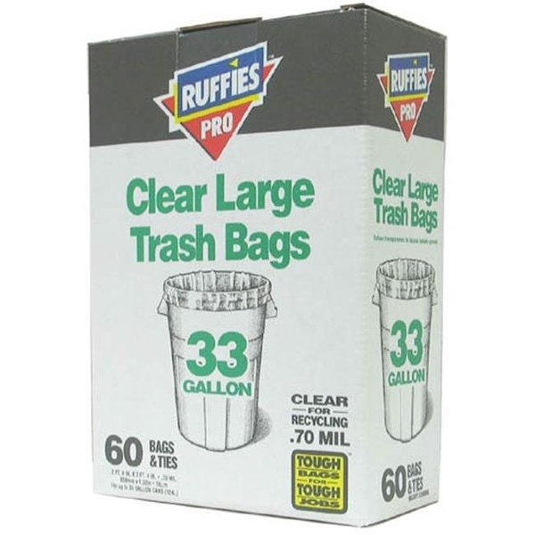 Berry Plastics Berry Plastics/tyco/covalence 618824 60 Count 33 Gallon Clear  Large Trash Bags 618824