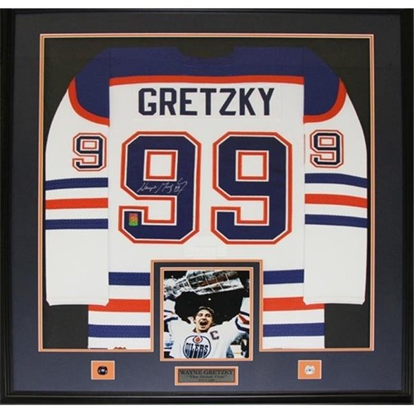 Midway Memorabilia Midway Memorabilia Wayne Gretzky Edmonton Oilers Signed  Jersey Frame White gretzky_jersey_framed