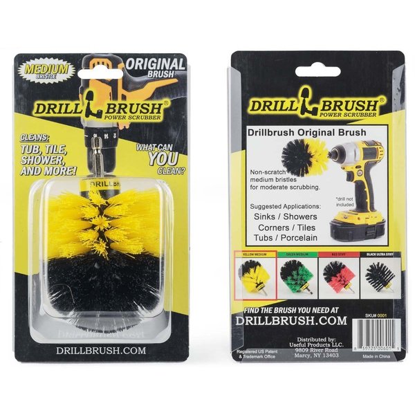 Drillbrush Power Drill Attachment Scrub and Cleaning Brush for Cleaning  Bathroom 2in-Lim-Yellow-Short-QC