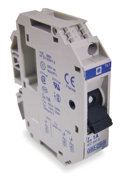 Schneider Electric Circuit Breaker, GB2 Series 1A, 1 Pole, 250/277V AC GB2CB06