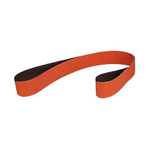 3M Sanding Belt, Coated, 2 in W, 60 in L, 80 Grit, Not Applicable, Ceramic, 777F, Orange 60430040745