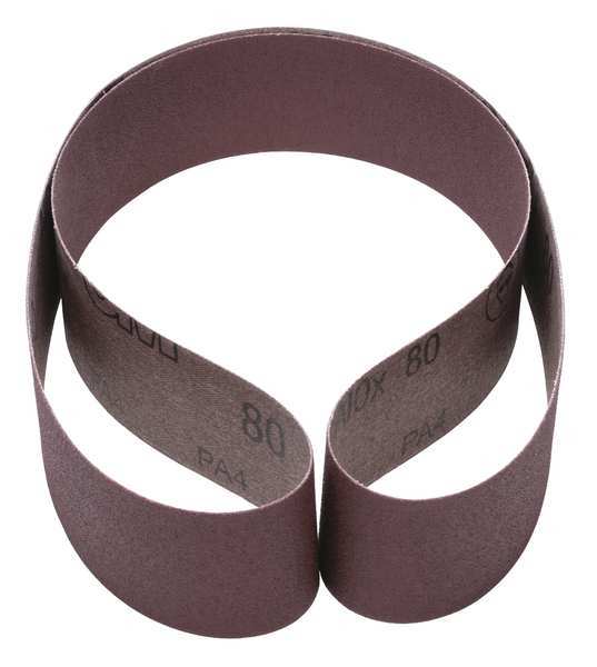 3M Sanding Belt, Coated, 2 in W, 48 in L, 80 Grit, Not Applicable, Aluminum Oxide, 341D, Brown 7000118793