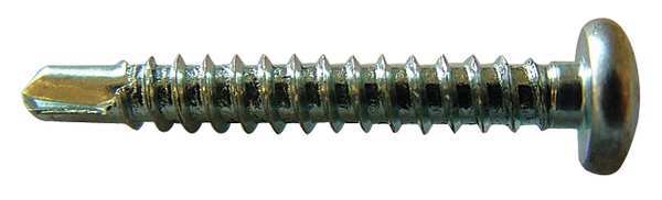 Zoro Select Self-Drilling Screw, #6 x 3/4 in, Zinc Plated Steel Pan Head Phillips Drive, 100 PK U31820.013.0075
