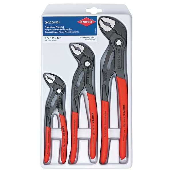 00 20 09 V02 - Knipex - Cobra Water Pump Pliers Kit with 180, 250 and 300mm  Length Pliers Farnell Ireland