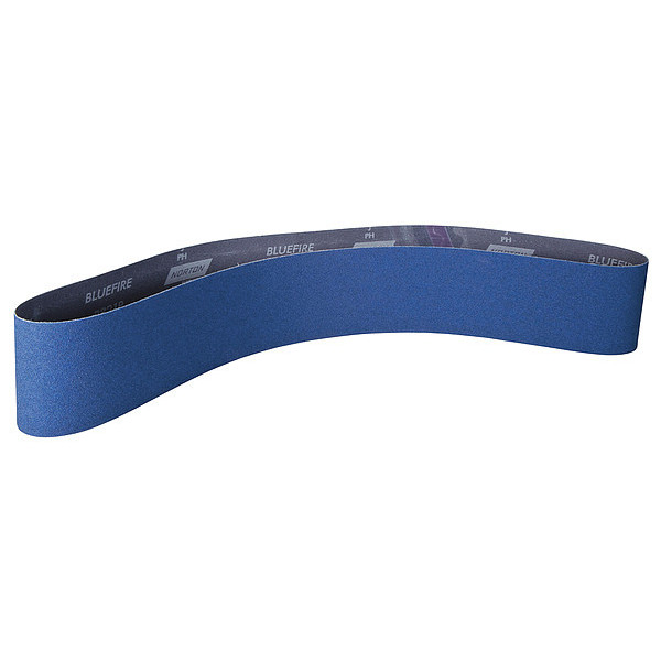 Norton Abrasives Sanding Belt, Coated, 2 1/2 in W, 60 in L, 40 Grit, Extra Coarse, Zirconia Alumina, BlueFire R821P 78072727234