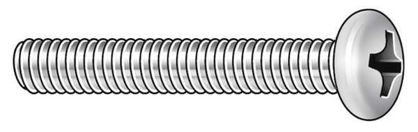 Zoro Select #8-32 x 3/4 in Phillips Round Machine Screw, Zinc Plated Steel, 100 PK U24211.016.0075