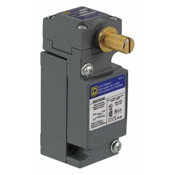 Telemecanique Sensors Heavy Duty Limit Switch, No Lever, Rotary, 2NC/2NO, 10A @ 600V AC 9007C68T5