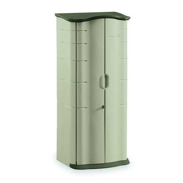 Rubbermaid Commercial 17 cu ft Resin Vertical Outdoor Storage Shed, Sandstone FG374901OLVSS