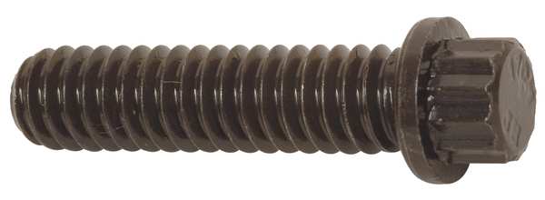 Zoro Select Grade 9, 1/4"-28 Flange Bolt, Plain Alloy Steel, 1 in L, 100 PK 2FA57