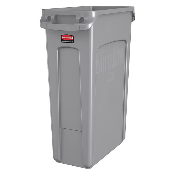 Rubbermaid Commercial 23 gal Rectangular Trash Can, Gray, 11 in Dia, Open Top, Plastic FG354060GRAY