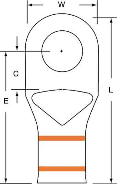 3M One Hole Lug Compress Conct, 3/0 AWG, PK60 MC3/0-12RX