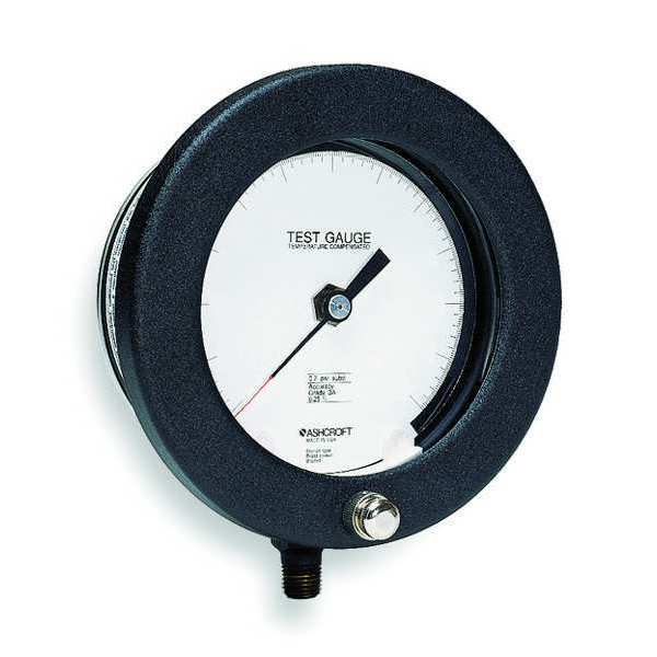 Ashcroft Vacuum Gauge, -30 to 0 in Hg, 1/4 in MNPT, Aluminum, Black 451082AS02LVACC4