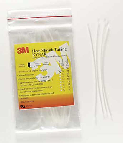 3M Shrink Tubing, 0.046in ID, Clear, 6in, PK100 MFP-3/64"-Clear PK100