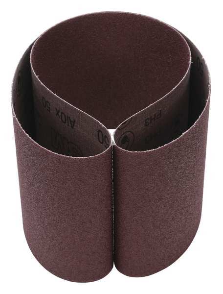 3M Sanding Belt, Coated, 6 in W, 48 in L, 50 Grit, Not Applicable, Aluminum Oxide, 341D, Brown 7000118864