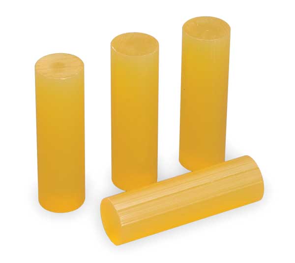 3M Hot Melt Adhesive, Amber, 5/8 in Dia, 2 in L, 50 sec Begins to Harden, 484 PK 3738