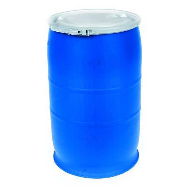 Zoro Select Open Head Transport Drum, Polyethylene, 30 gal, Unlined, Blue POLY30OHBLPC