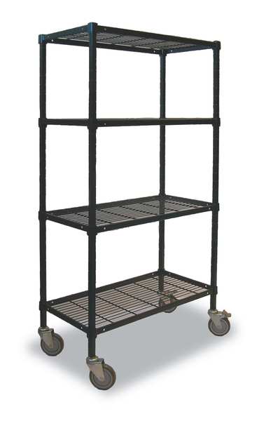 Wire Cart, 4 Shelf, 36x18x70, Black