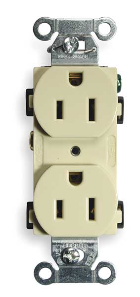 Hubbell 15A Duplex Receptacle 125VAC 5-15R IV BR15I