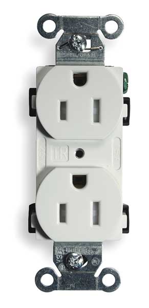 Hubbell 15A Duplex Receptacle 125VAC 5-15R WH BR15WHITR