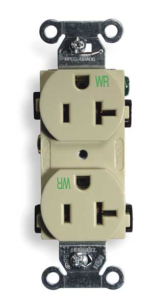 Hubbell 20A Duplex Receptacle 125VAC 5-20R IV BR20IWR