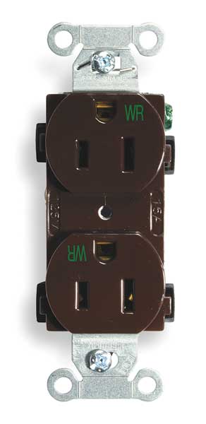 Hubbell 15A Duplex Receptacle 125VAC 5-15R BN BR15WR