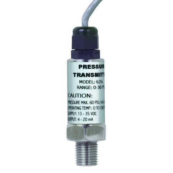 Dwyer Instruments Pressure Transducer, 0-15psi, 36 In Lead 626-07-GH-P1-E1-S1