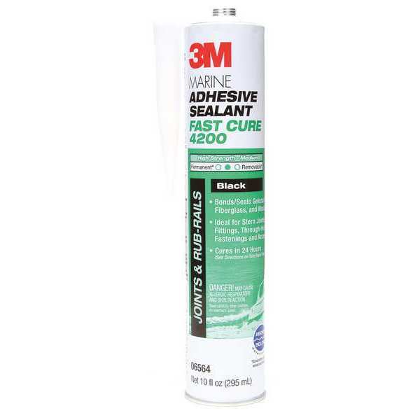 3M Marine Sealant, 10 oz, Cartridge, Black, Polyurethane Base, 12 PK 06564