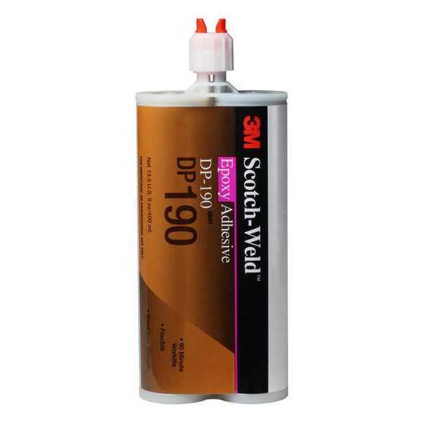 3M Epoxy Adhesive, DP190 Series, Gray, Dual-Cartridge, 6 PK, 1:01 Mix Ratio, 12 hr Functional Cure DP190