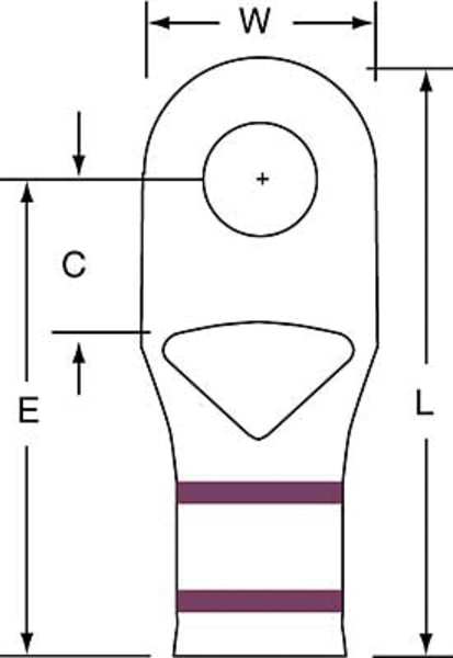 3M One Hole Lug Compress Conct, 2 AWG, PK100 MC2-516RX