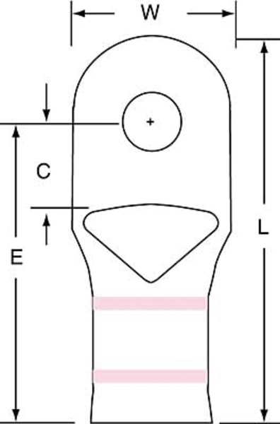 3M One Hole Lug Compres Conct, 1/0 AWG, PK100 MC1/0-14RX