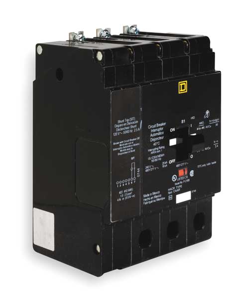 Square D Miniature Circuit Breaker, EDB Series 100A, 3 Pole, 277/480V AC EDB34100SA