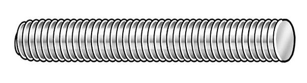 Zoro Select 3' Plain 304 Stainless Steel 1/4"-28 Threaded Rod 88001