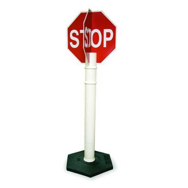 Cortina Safety Products 4-Way Stop Sign with Base, 11" W, 56" H, English, Plastic, Red 03-747QDH15