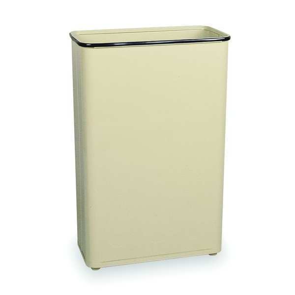 Rubbermaid Commercial 24 gal Rectangular Trash Can, Almond, 21 in Dia, Open Top, Steel FGWB96RAL