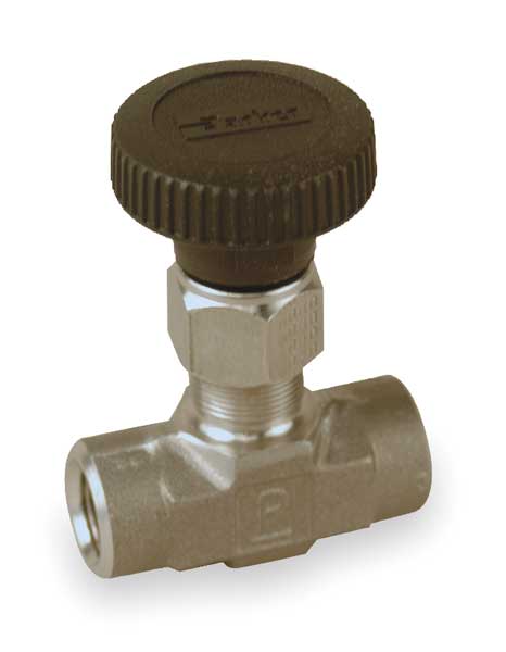 Parker Needle Valve, Straight, 316 SS, 1/4 In. 4F-V6LR-SS