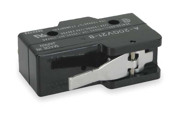 Omron Industrial Snap Action Switch, Hinge, Lever, Short Actuator, SPDT, 20A @ 480V AC Contact Rating A-20GV21-B