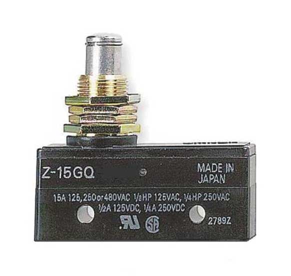 Omron Industrial Snap Action Switch, Panel Mount, Plunger Actuator, SPDT, 15A @ 480V AC Contact Rating Z-15GQ