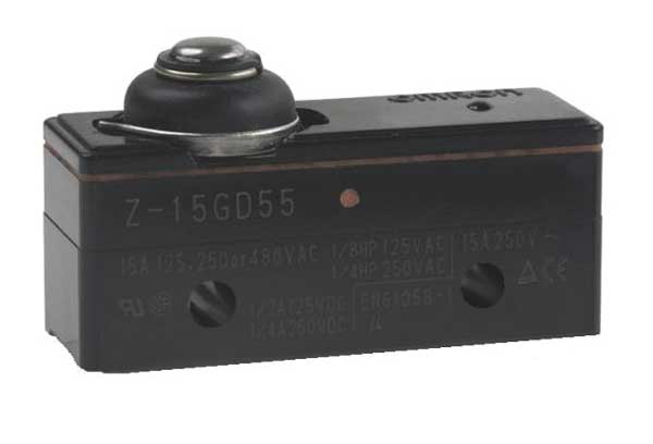 Omron Industrial Snap Action Switch, Plunger, Short Actuator, SPDT, 15A @ 480V AC Contact Rating Z-15GD55