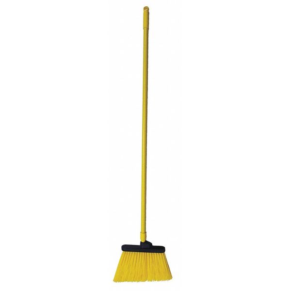 Tough Guy 12 in Sweep Face Broom, Medium, Synthetic, Yellow, 48 in L Handle 2KU15