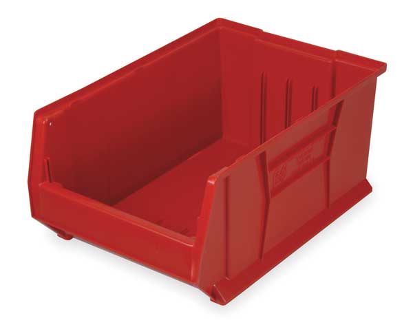 Quantum Storage Systems 150 lb Storage Bin, Polypropylene/Polyethylene, 16 1/2 in W, 11 in H, 29 7/8 in L, Red QUS974RD