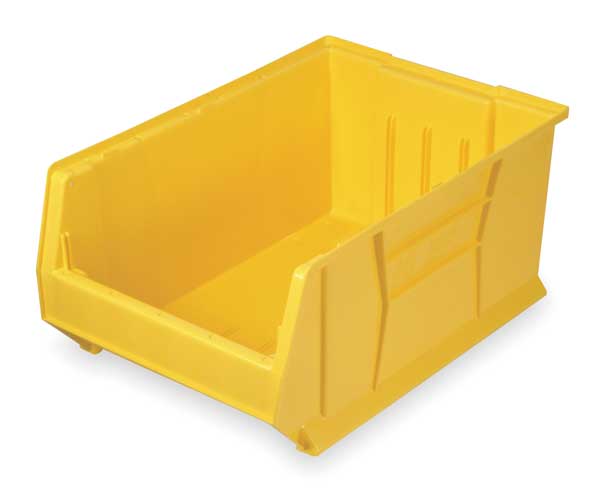 Quantum Storage Systems 150 lb Storage Bin, Polypropylene/Polyethylene, 16 1/2 in W, 11 in H, Yellow, 29 7/8 in L QUS974YL