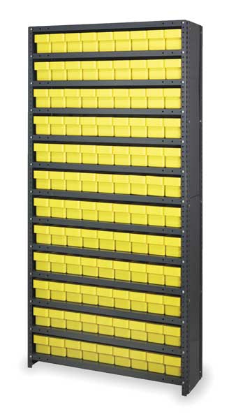 Quantum Storage Systems Steel Enclosed Bin Shelving, 36 in W x 75 in H x 18 in D, 13 Shelves, Yellow CL1875-604YL