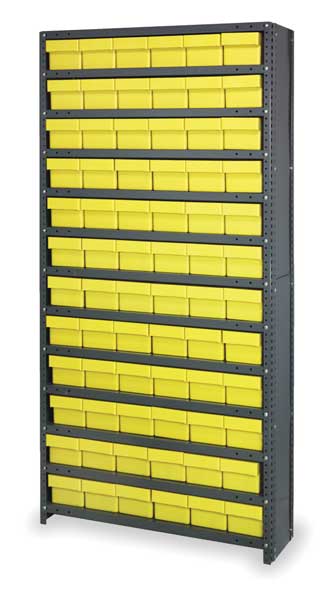Quantum Storage Systems Steel Enclosed Bin Shelving, 36 in W x 75 in H x 12 in D, 13 Shelves, Yellow CL1275-601YL