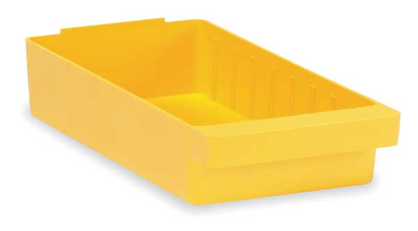 Quantum Storage Systems 15 lb Drawer Storage Bin, High Impact Polystyrene, 5 9/16 in W, 2 1/8 in H, 11 5/8 in L, Yellow QED401YL